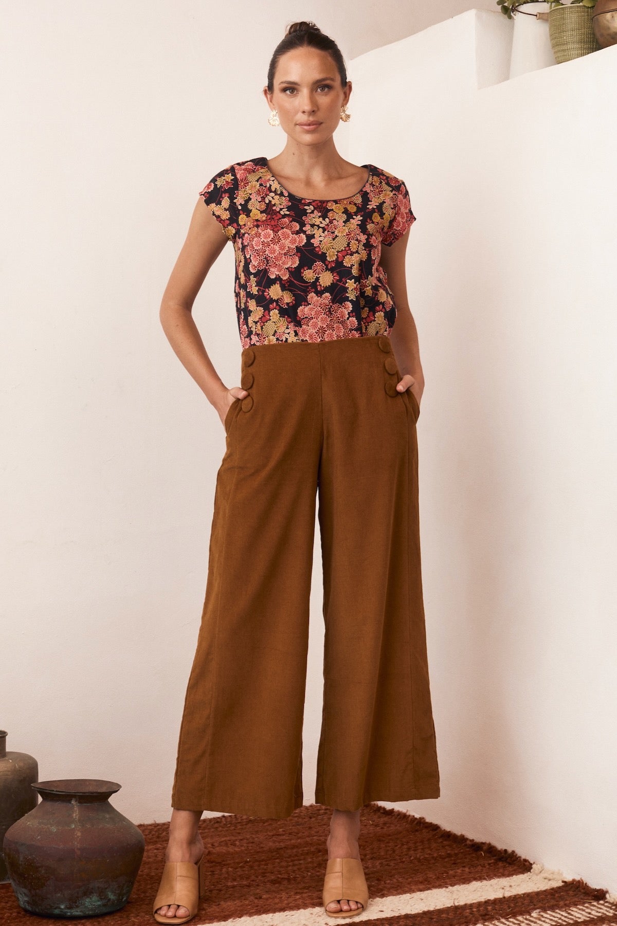 A close-up of the soft, organic fabric, revealing its fine weave and rich texture.